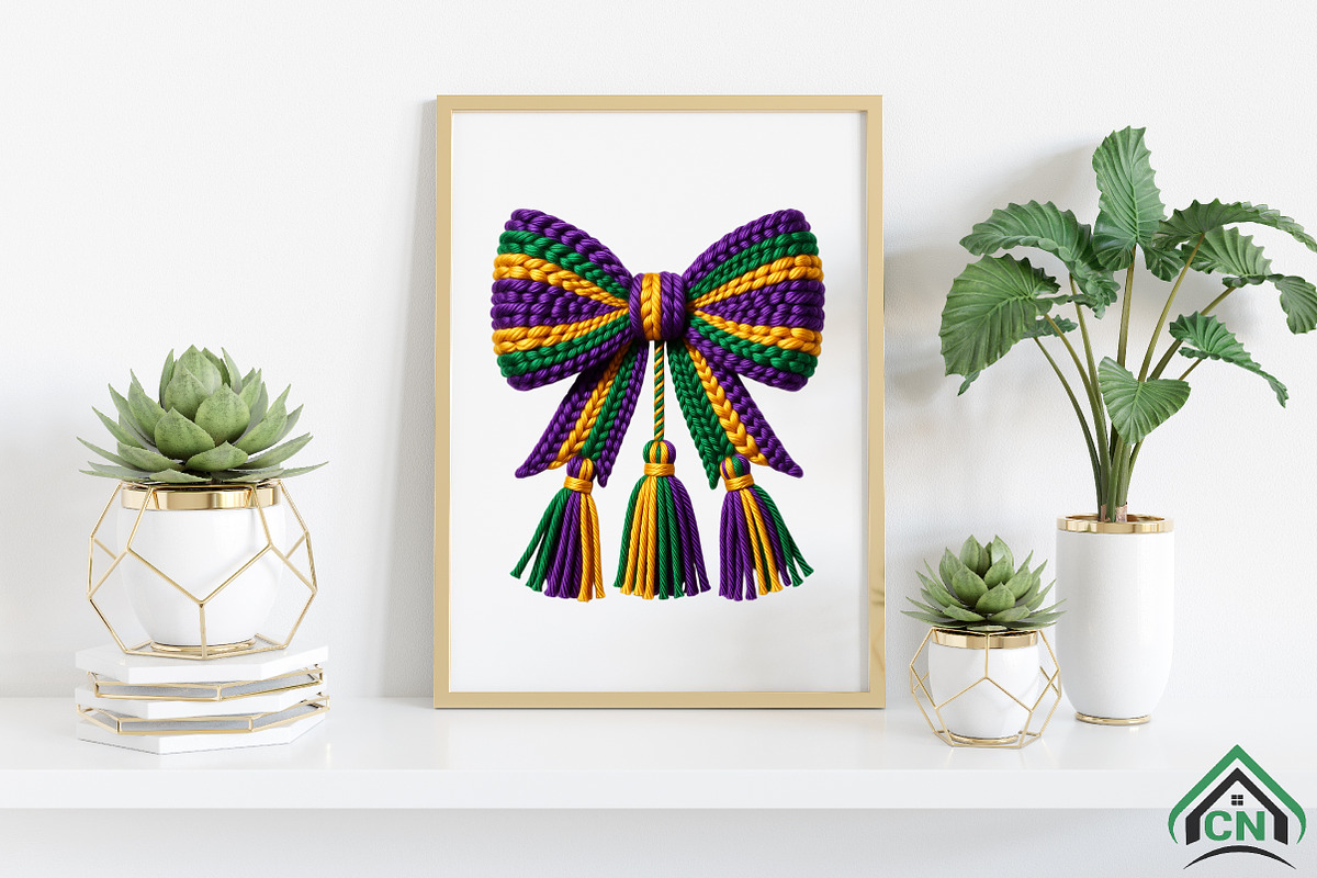 Mardi Gras Crochet Bow PNG, an Illustration by Craft Nest (Photo 3 of 4)