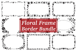 Elegant Floral Border Frame Set, an Illustration by Amazin_art