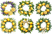 Watercolor Lemon Wreath Clipart, an Illustration by Craft Nest (Thumbnail 2 of 7)