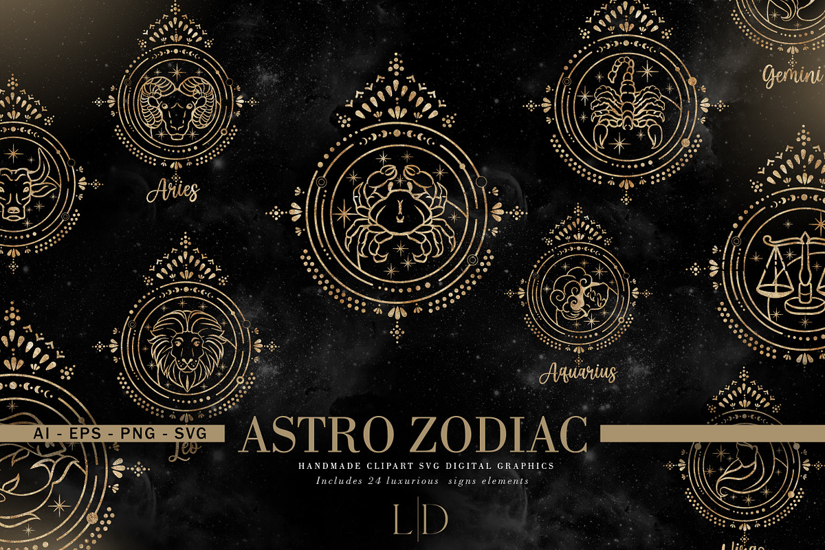 Astrology signs SVG/ Zodiac Sign SVG, an Illustration by Luiz da Rolt Grathwohl (Photo 1 of 7)