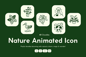 Animated Nature Doodle Icon Set, an Outline Icon by Vectors Market