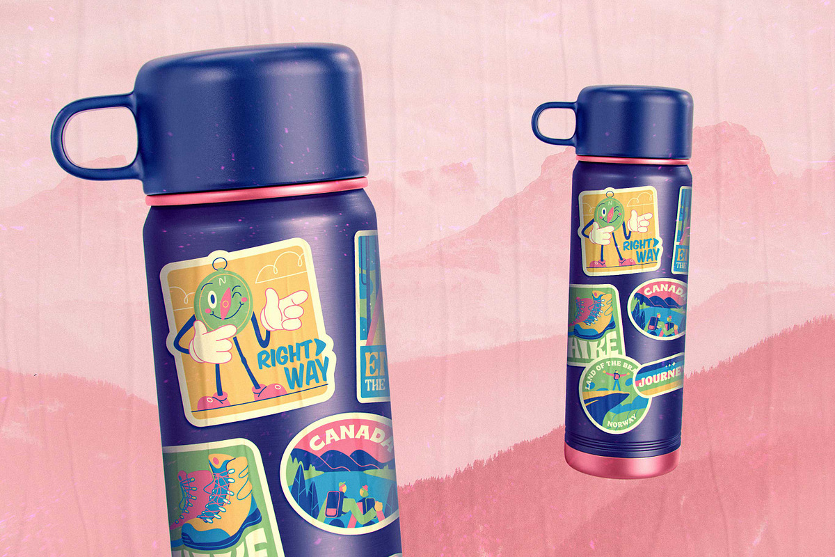 Retro Stickers. Big Travel Pack., an Object Illustration by Red Monkey (Photo 11 of 12)