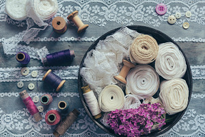 Vintage Sewing Flat lay