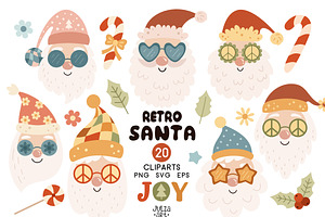 Retro Santa Claus Clipart, a Seasonal Illustration by JulzaArt