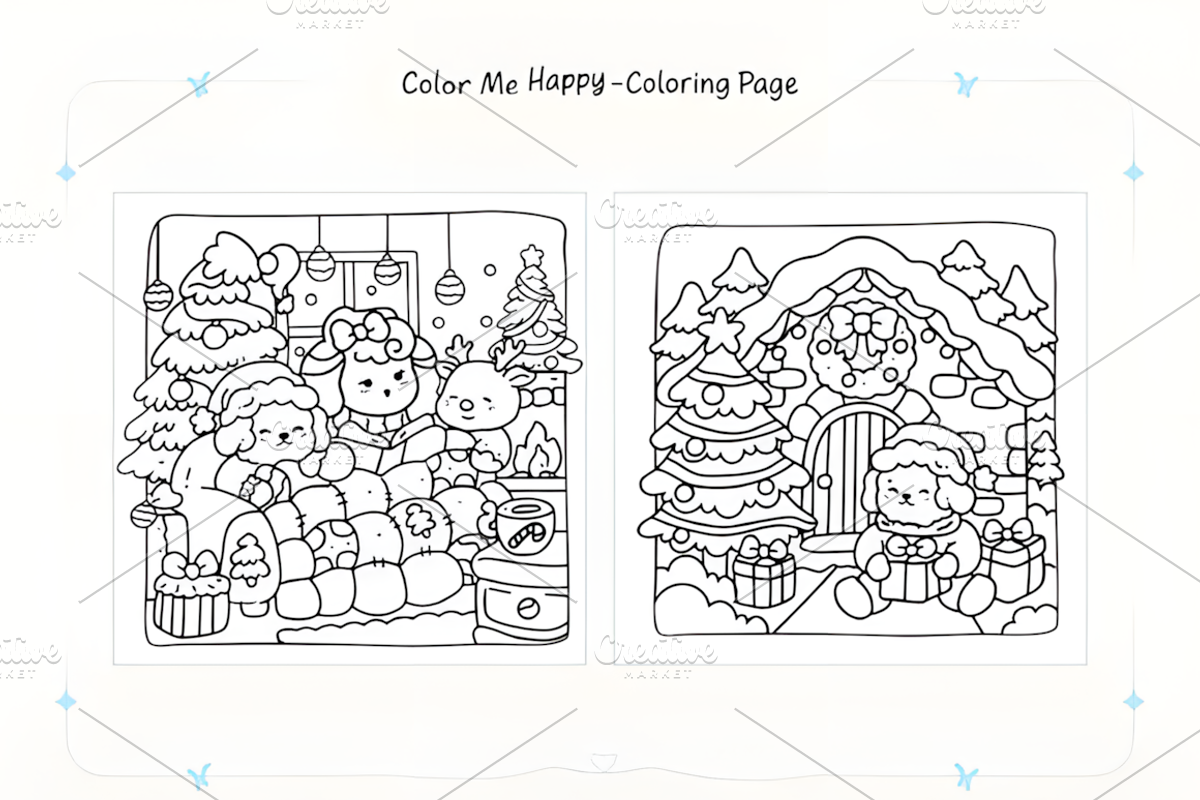 Merry Christmas Coloring Pages, a Decorative Illustration by Coco Bloom (Photo 2 of 4)
