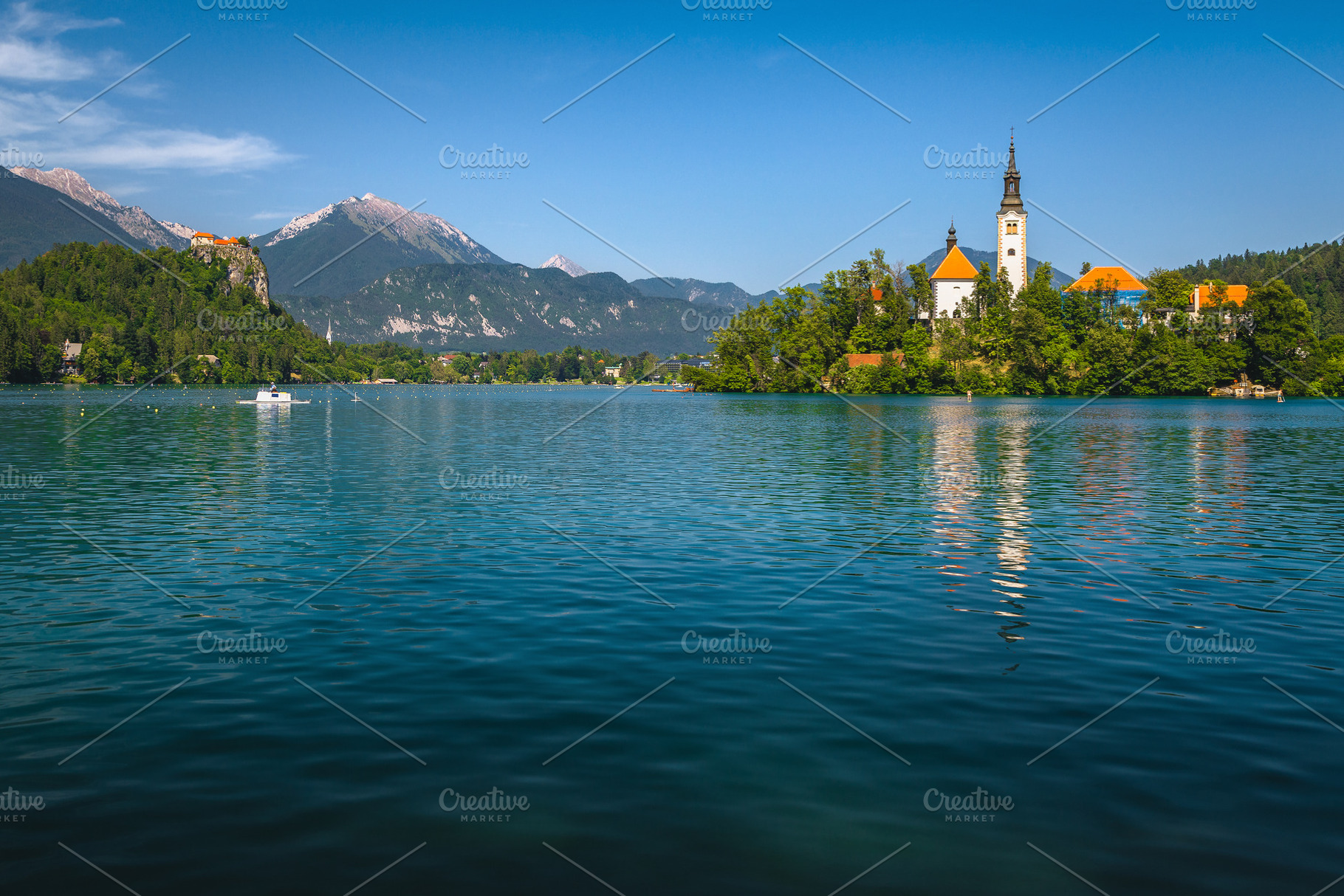Travel destination with famous lake, an Architecture Photo by Alpine Dreams