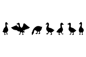 Black geese silhouettes in flapping, an Animal Illustration by GraphiShop