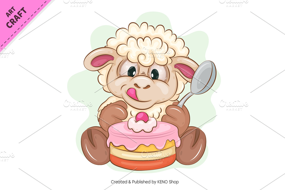 Set of Cartoon Sheeps 01. Clipart., an Animal Illustration by KENO Mascots (Photo 5 of 7)