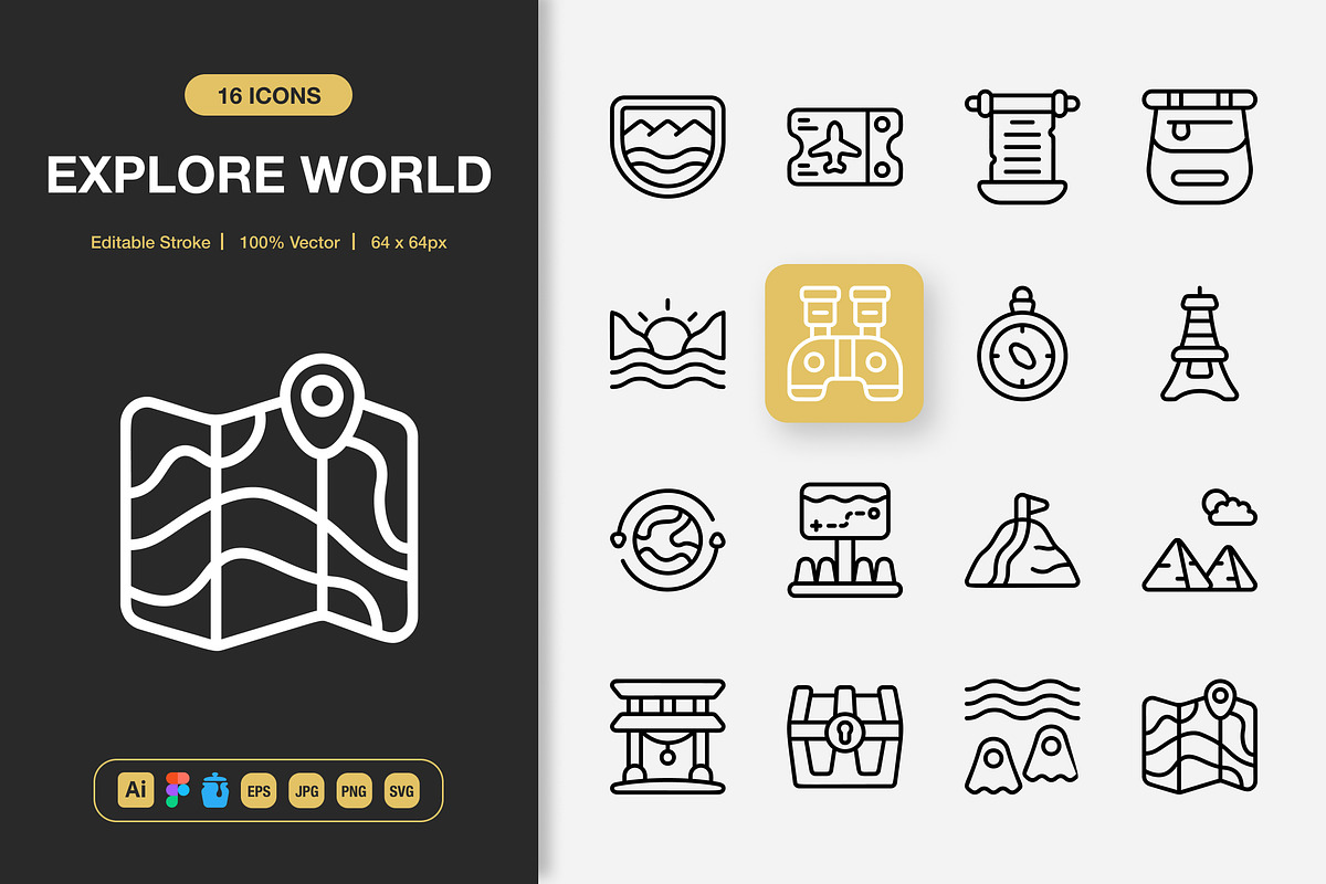 Explore World Icons, an Icon by Spacepixel Creative
