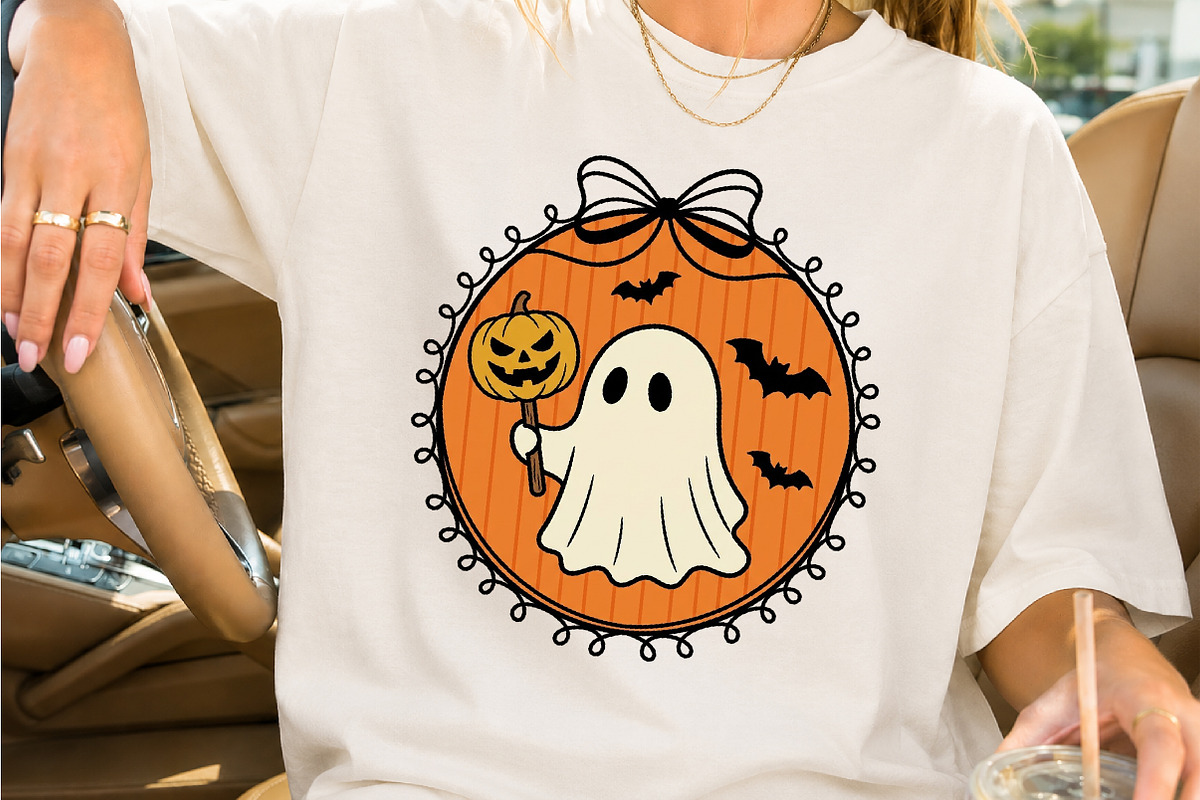 Cute Ghost with Pumpkin Halloween, a Seasonal Illustration by Creative Art (Photo 2 of 3)