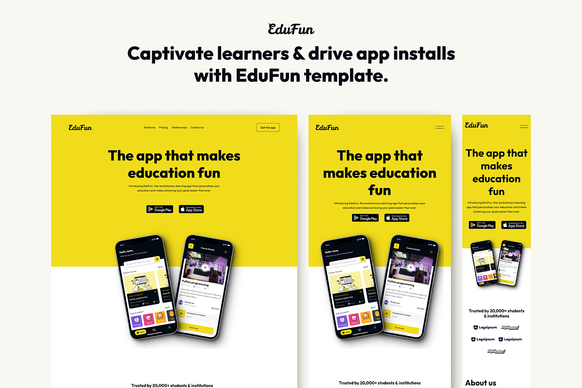 EduFun Framer Template, a Landing Page Template by Nara Collective (Photo 2 of 2)