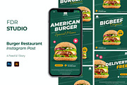Burger Restaurant Instagram Post, a Social Media Template by FDR Studio (Thumbnail 1 of 6)