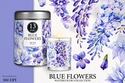 Watercolor Blue floral clipart 13PNG, an Object Graphic by KarinkaBU (Thumbnail 3 of 7)