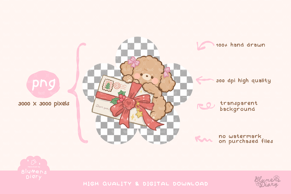 Christmas Mails Toy Poodles Clipart, an Animal Illustration by Blumensdiary (Photo 3 of 6)