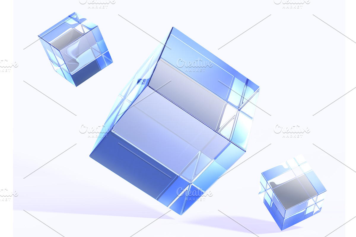 Glass cubes or blocks with blue, an Object 3D Model by Marozhkastudio