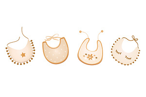 Baby bibs set in pastel colors, an Object Illustration by Elen_Art