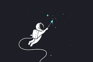 Cute Astronaut Drawing A Stars