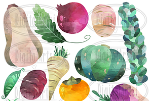 Watercolor Winter Veggie Clipart