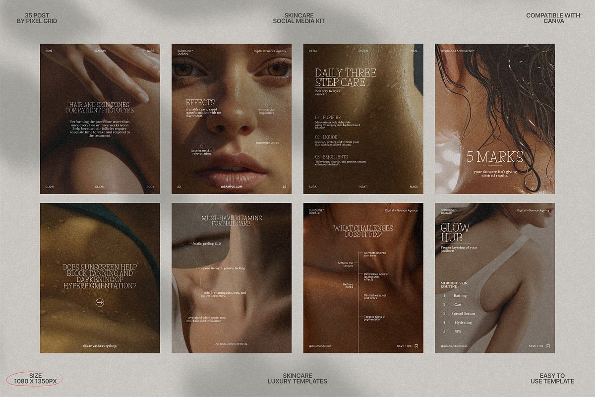 Aesthetic Skincare Canva Post Kit preview 4