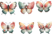 Whimsical Butterfly Clipart, an Illustration by Designking (Thumbnail 2 of 5)