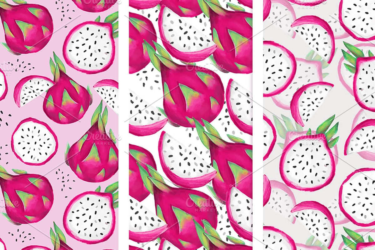 Seamless pattern Dragon Fruit, a Pattern Graphic by Sweet_print (Photo 2 of 3)