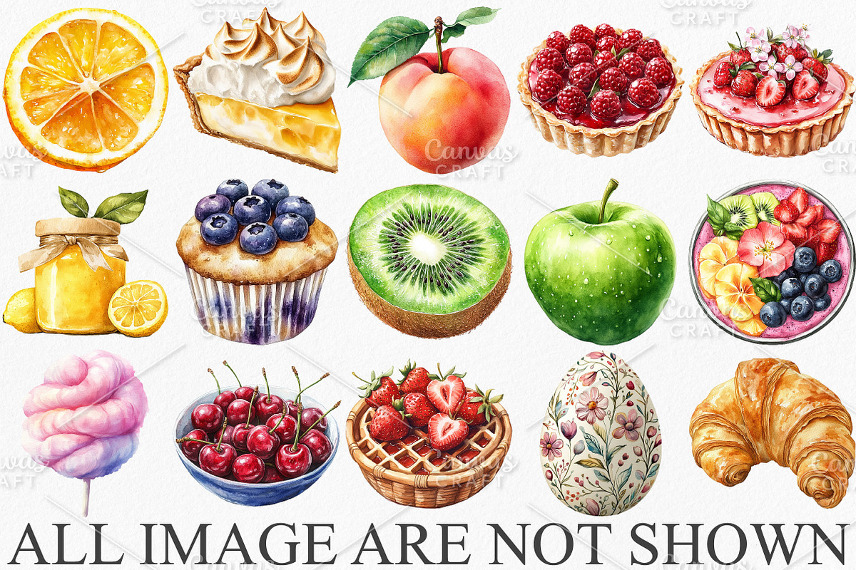 Watercolor Spring Food Clipart PNG, an Illustration by Canvas Craft (Photo 3 of 7)