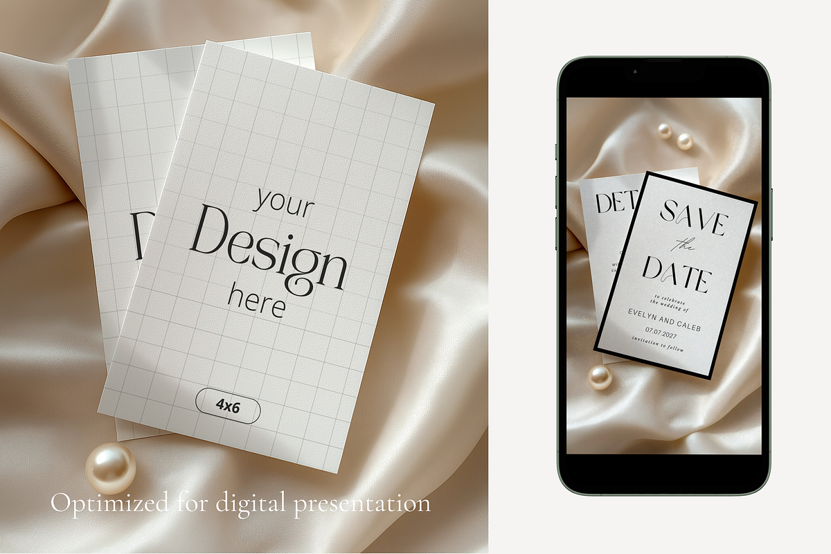 Neutral Beige Double Card Mockup, a Product Mockup by Serenefeeling (Photo 5 of 6)