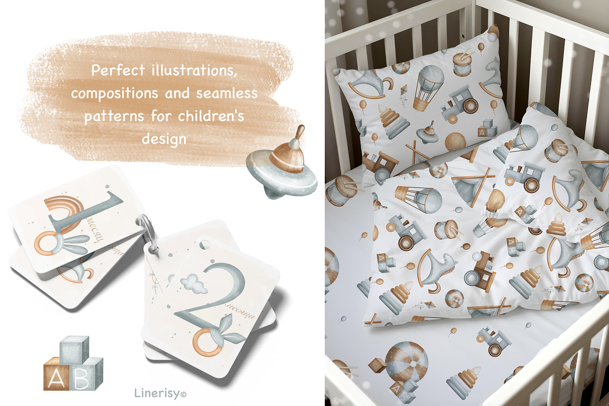 NEWBORN baby illustration & patterns, an Object Illustration by Linerisyart (Photo 14 of 17)