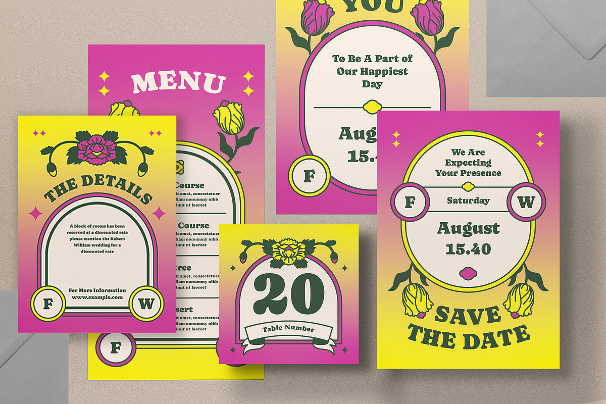 Vintage Wedding Invitation Set, an Invitation Template by graphicook (Photo 3 of 3)