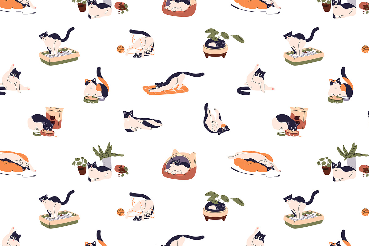 Funny cats set, banner, patterns, an Animal Illustration by PaperTrident (Photo 6 of 8)