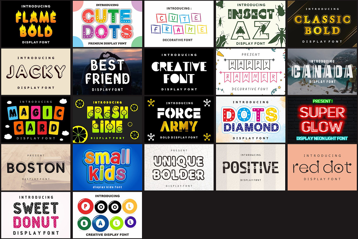 Colorful Display Font Bundle, a Sans Serif Font by JustArtDigital (Photo 2 of 4)