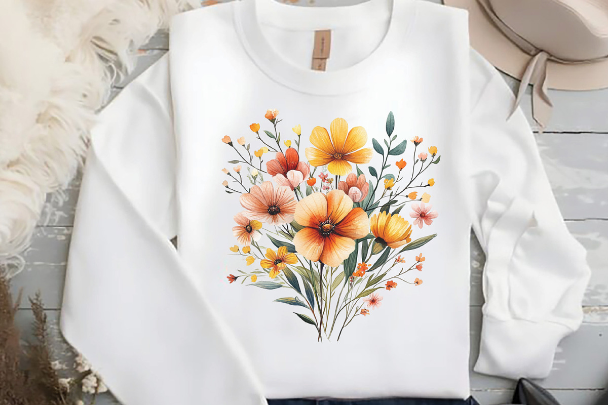 Wild Flowers Watercolor Clipart PNG, an Illustration by DreamCafeArt (Photo 6 of 7)