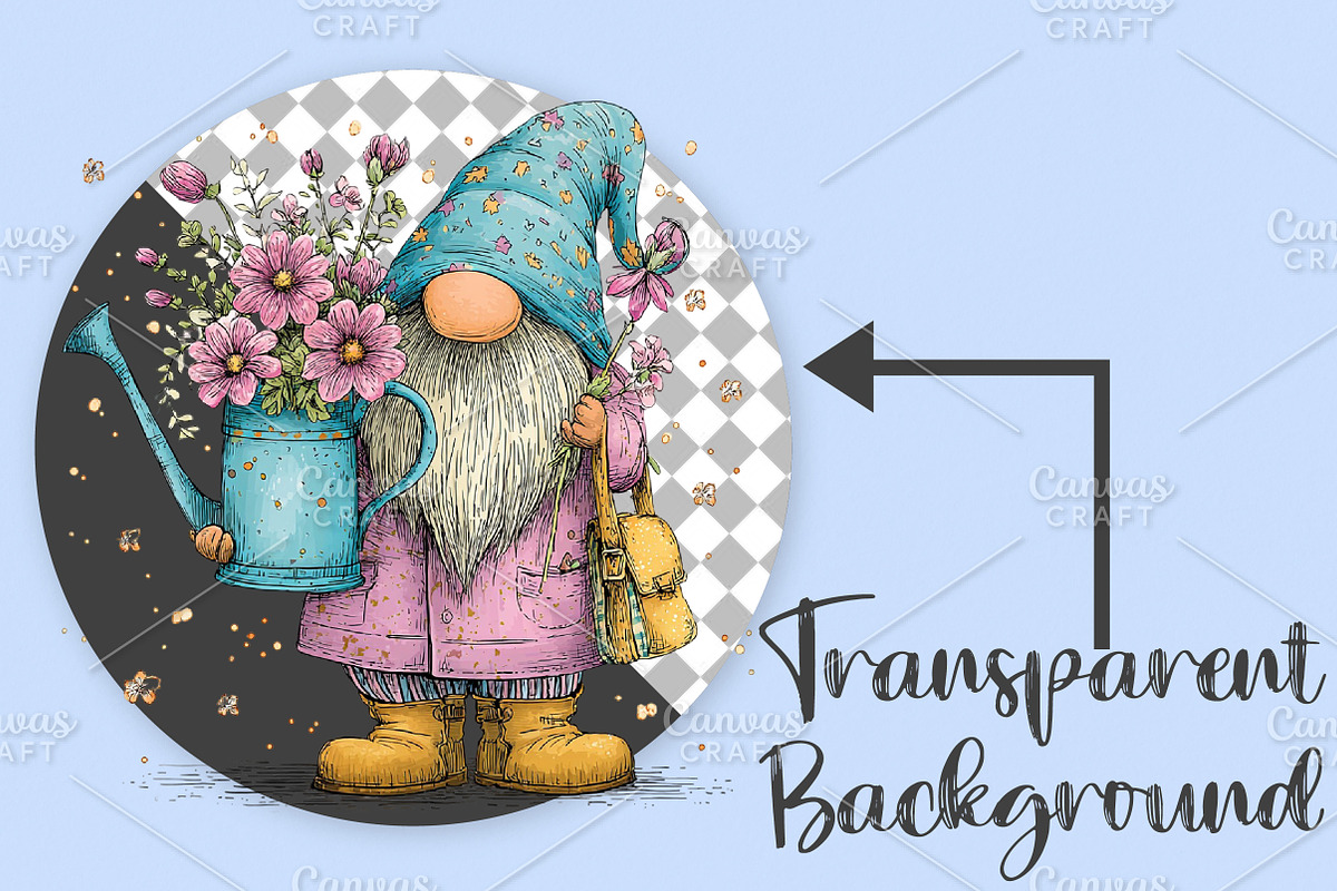 Whimsical Spring Gnome Clipart PNG, an Illustration by Canvas Craft (Photo 2 of 7)