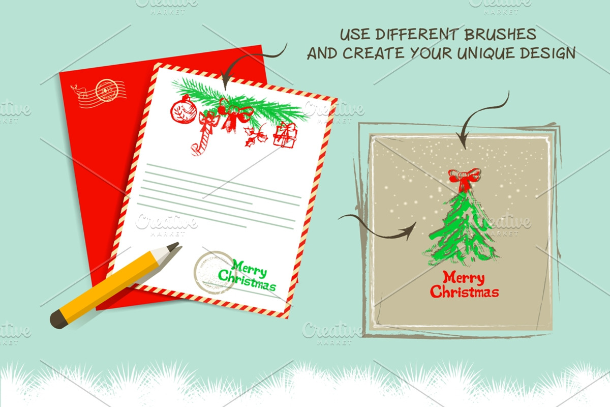 Winter collection vector brushes., a Brush Add-On by MariShop (Photo 3 of 6)