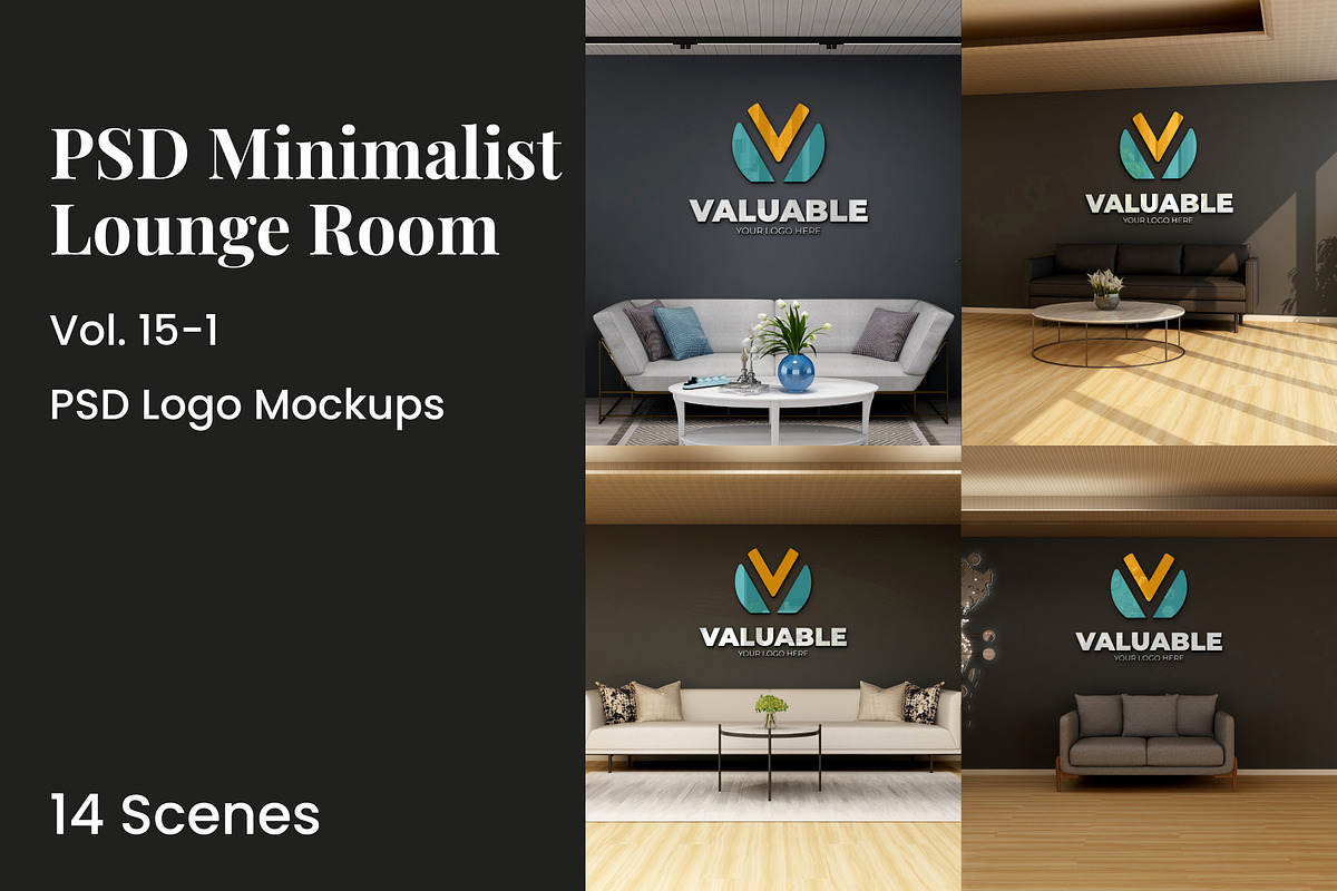 PSD Minimalist Lounge Wall Mockup, a Product Mockup by Ayy (Photo 1 of 15)