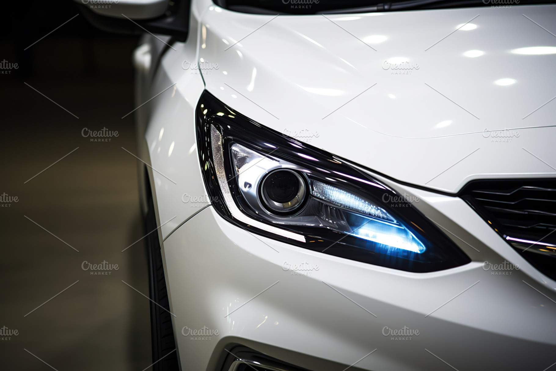 Headlights of a new modern car, closeup, a Transportation Photo by AlyaAnd