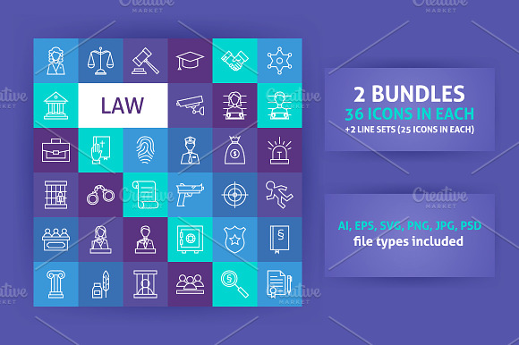 Law Justice Line Art Icons