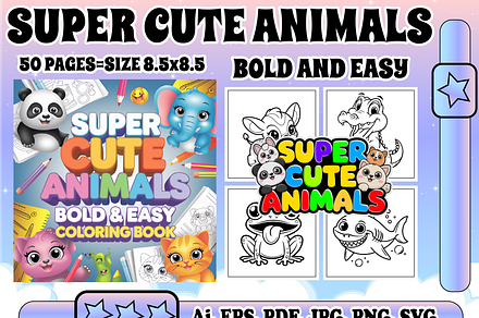 Super Cute Animals Coloring Book