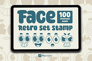 Face Retro Procreate Stamp, a Brush Add-On by Pixel Picasso Studio (Thumbnail 1 of 10)