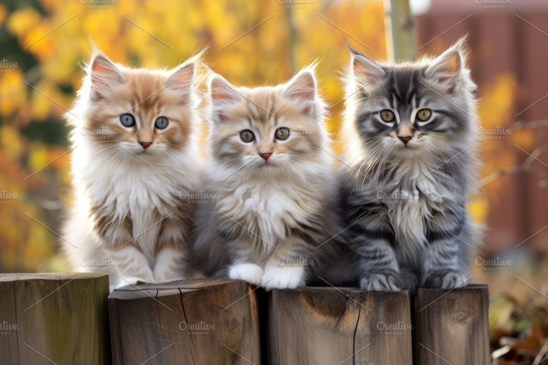 Three adorable kittens sitting in a, a Photo by Iftikhar Alam