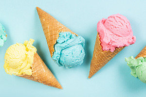 Pastel ice cream in waffle cones stock photo containing ice and cream