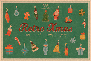 Retro Christmas Clipart & Graphics