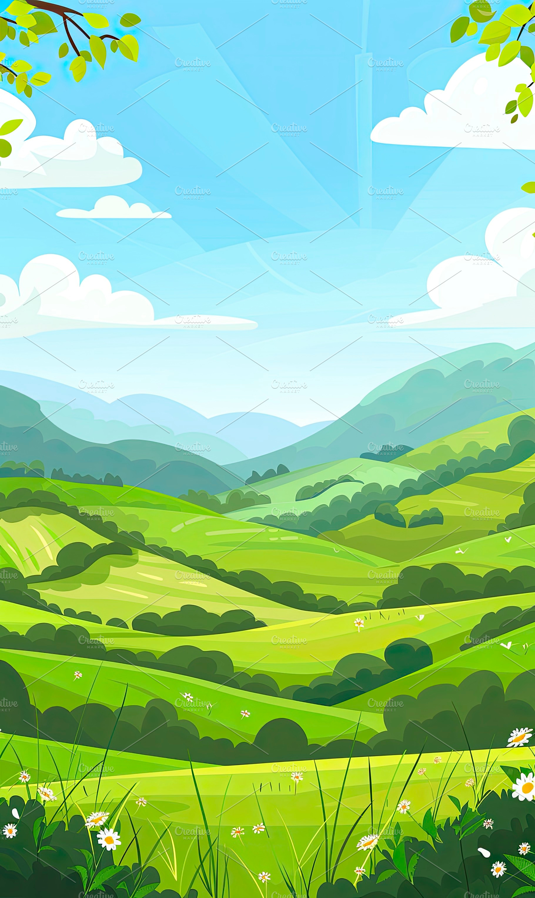 Digital artwork of lush green rollin, a Photo by LOGOCREATIVE