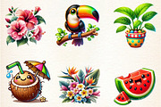 Watercolor Tropical Spring Clipart, a Seasonal Illustration by DreamArtGraphic (Thumbnail 2 of 5)