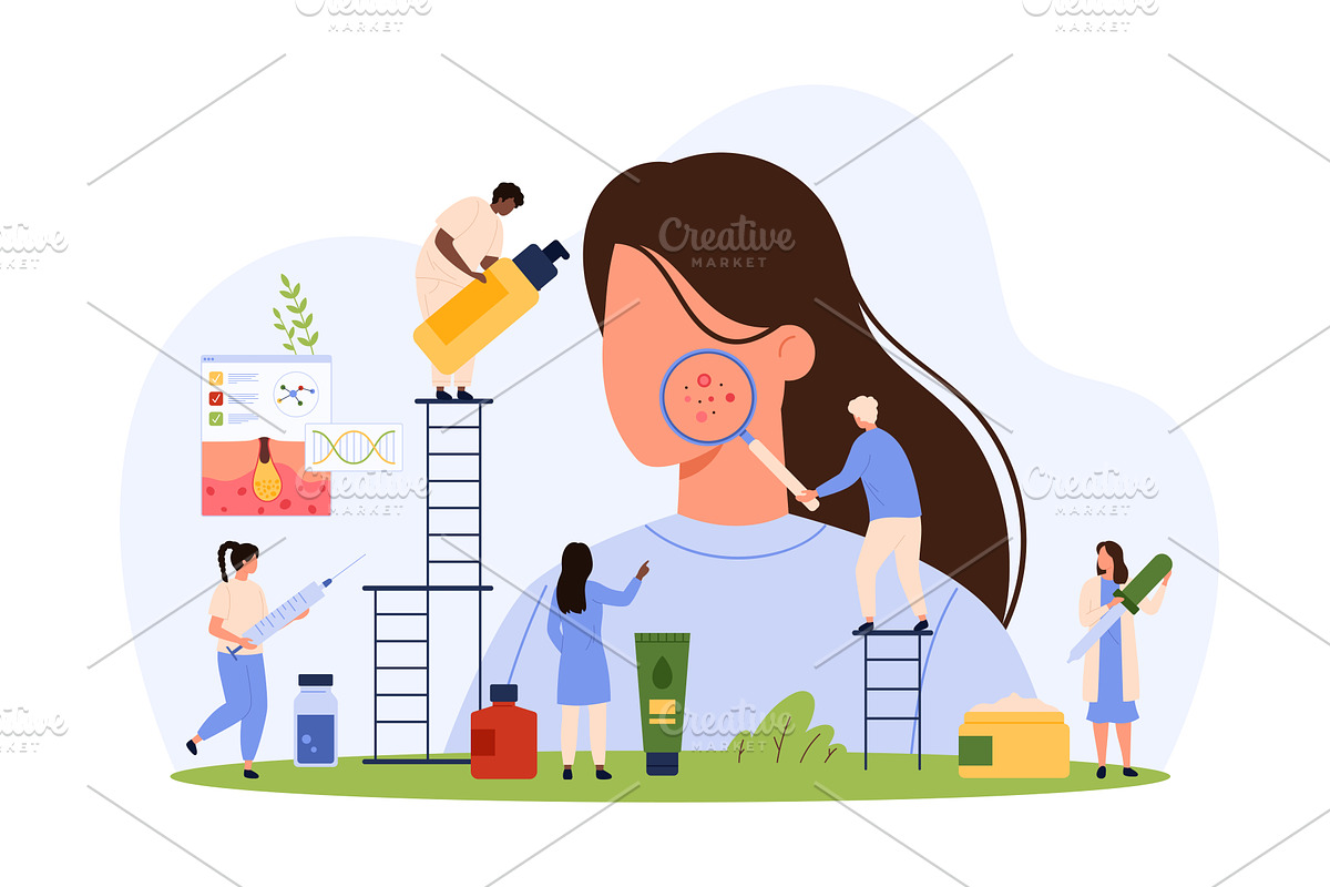 Consultation with dermatologists for, an Object Illustration by Flashvector