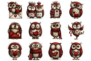 Whimsical Valentines Owls Clipart, a Graphic by CitraGraphics (Thumbnail 3 of 4)