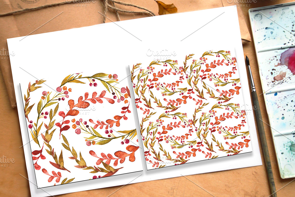 Autumn Herbs and leaves. Watercolor, a Decorative Illustration by Olesya Morokhovets (Photo 3 of 3)