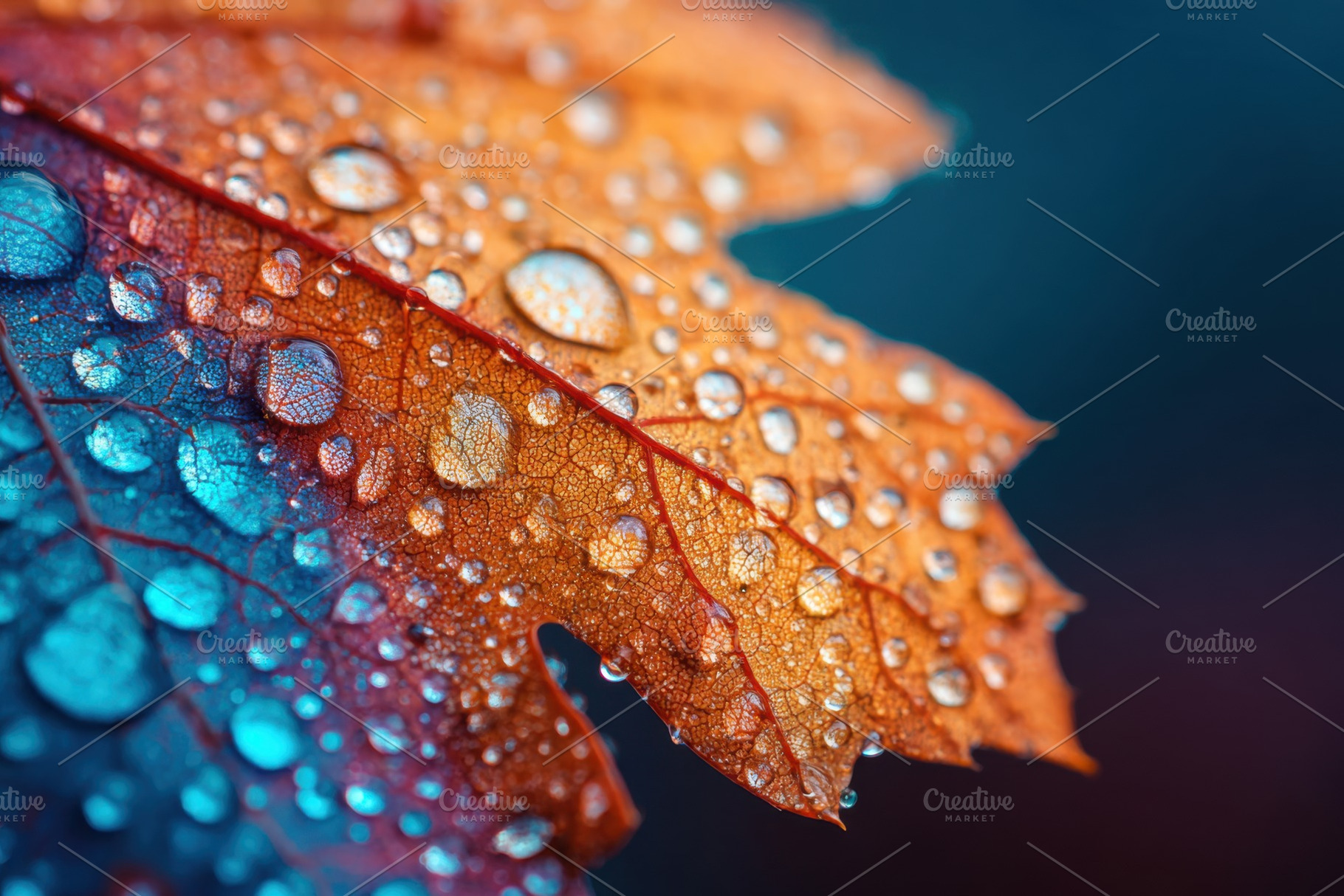 Close-up of leaf with water droplets, a Nature Photo by AlyaAnd