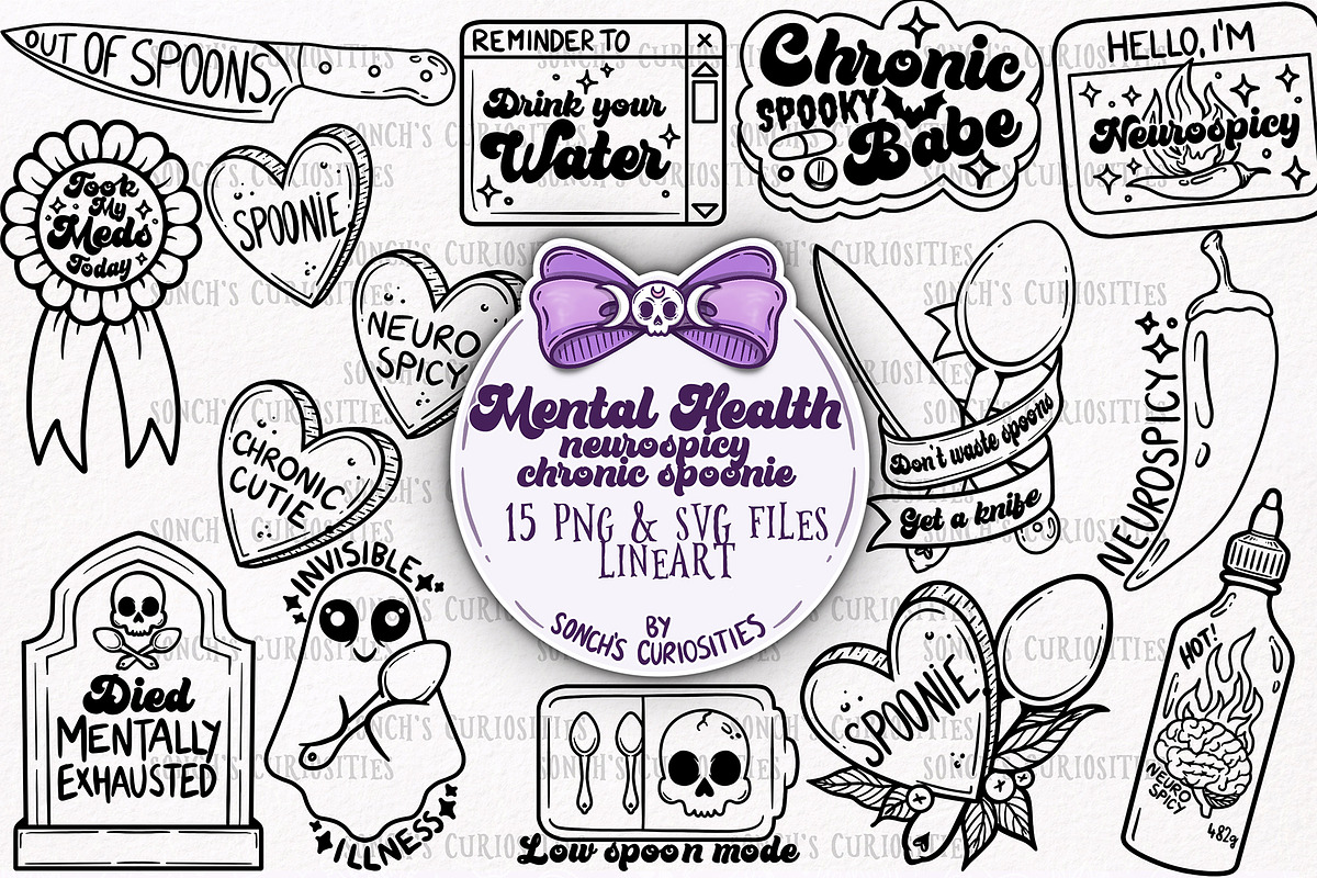 Mental Health - Spoonie SVG PNG, a Healthcare Illustration by Sonch' s Curiosities (Photo 1 of 2)