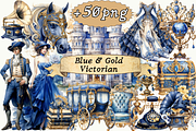 Blue And Gold Victorian Clipart, an Object Illustration by Digital Xpress (Thumbnail 1 of 9)